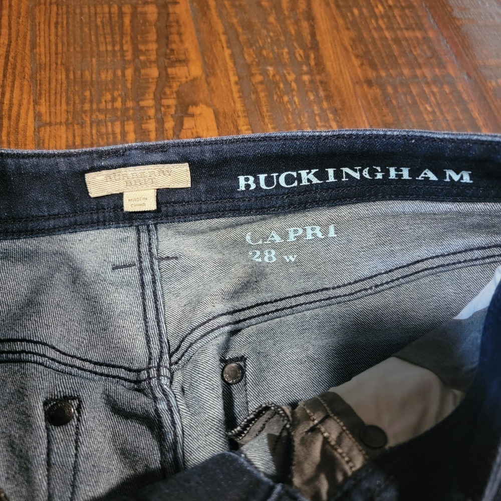 Burberry Brit Womens 28 Blue Jeans Cropped Denim Buckingham Capri Jeans Designer - Picture 6 of 11